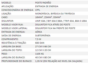 POSTE PADRÃO  7,5m X 600 DAN – 4 CAIXAS